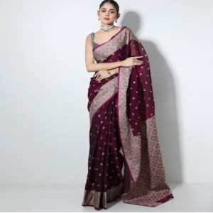 Dark Purple color Cotton Saree